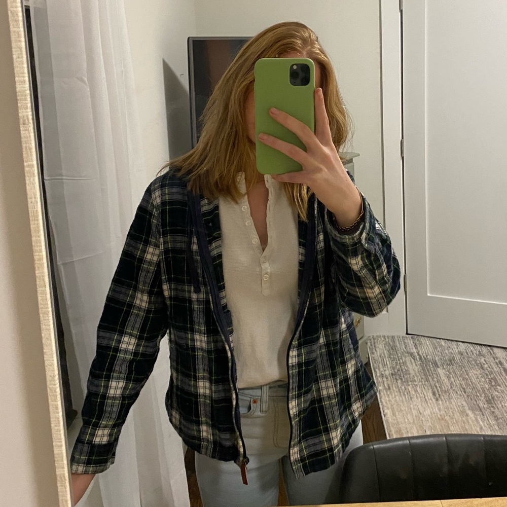 Small LL Bean Flannel zip up hoodie